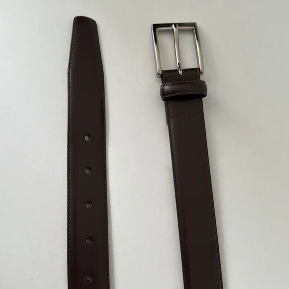 Italy Broocks Brothers Silver Buckle Leather Dress Belt 36